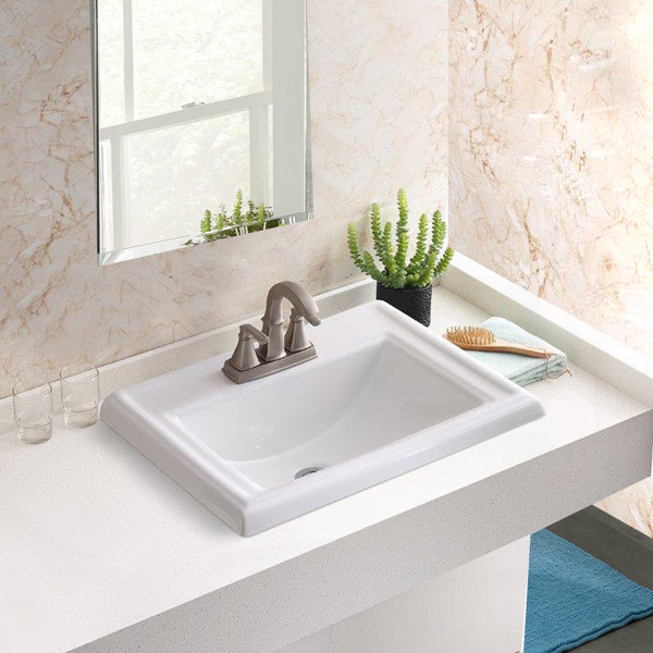Nantucket Sinks 18.25'' Vitreous China Rectangular DropIn Bathroom
